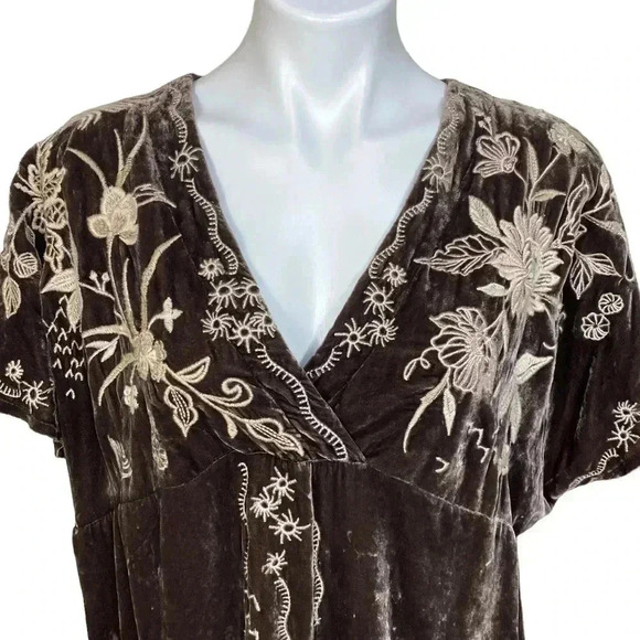 JOHNNY WAS Maree velvet effortless floral tunic Embroidered kaftan dress size XS - Picture 4 of 8